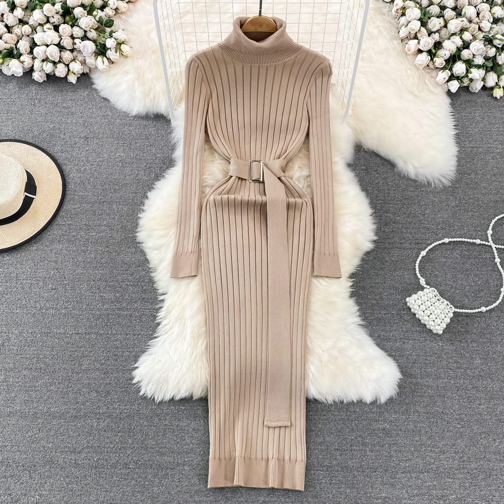 Elastic Tight - fitting Knitted Buttock Dress - Maricel Long