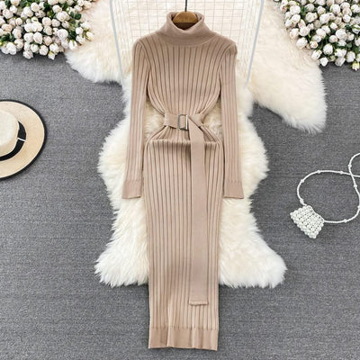 Elastic Tight - fitting Knitted Buttock Dress - Maricel Long