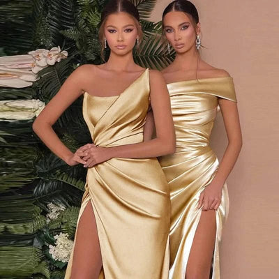 Elegant Satin Strapless Slim Dress – Y2K Party Wear - Maricel Long