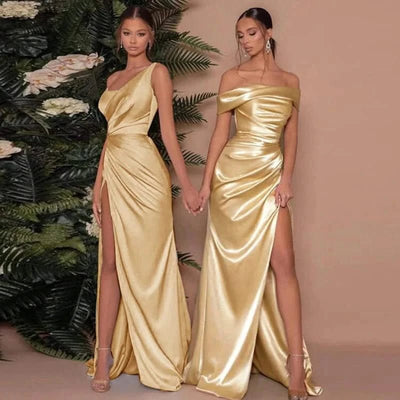 Elegant Satin Strapless Slim Dress – Y2K Party Wear - Maricel Long