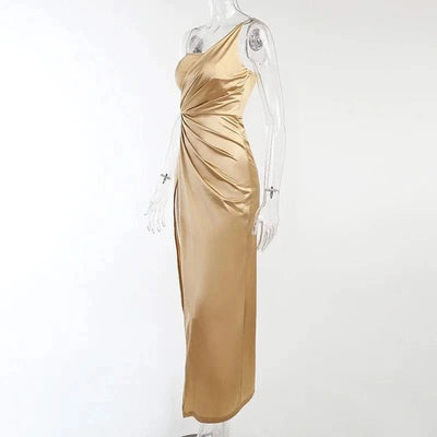 Elegant Satin Strapless Slim Dress – Y2K Party Wear - Maricel Long