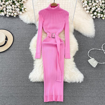 Elastic Tight - fitting Knitted Buttock Dress - Maricel Long