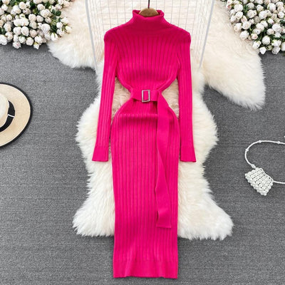 Elastic Tight - fitting Knitted Buttock Dress - Maricel Long