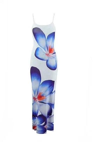 Elegant Floral Slit Midi Dress - Maricel Long