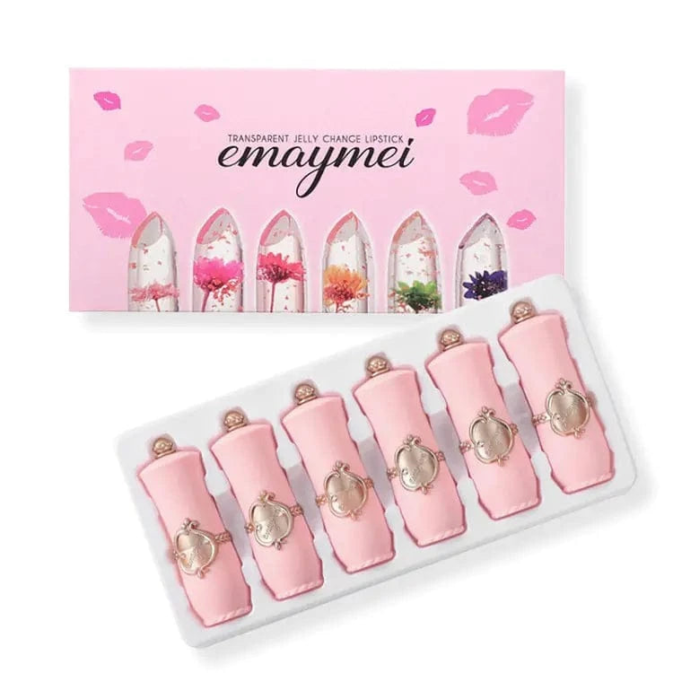 Maricel Long English-powder tube suit 6PCS A BOX (products are only for export sales, and domestic sales are prohibited) 6pcs Transparent Moisturizing Color-Changing Lipstick Set