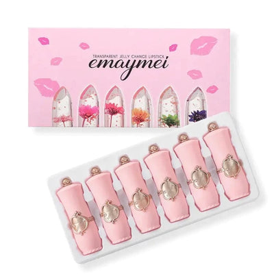 Maricel Long English-powder tube suit 6PCS A BOX (products are only for export sales, and domestic sales are prohibited) 6pcs Transparent Moisturizing Color-Changing Lipstick Set