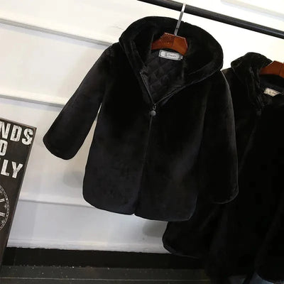 Maricel Long Faux Fur Mid-Length Mother-Daughter Outerwear Jackets