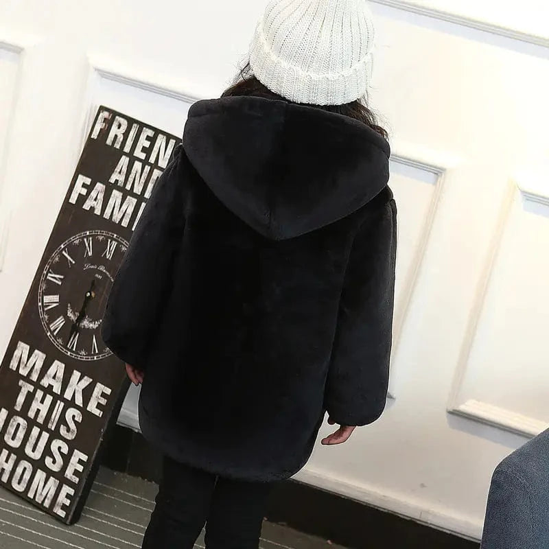 Maricel Long Faux Fur Mid-Length Mother-Daughter Outerwear Jackets