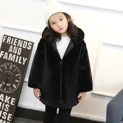 Maricel Long Faux Fur Mid-Length Mother-Daughter Outerwear Jackets