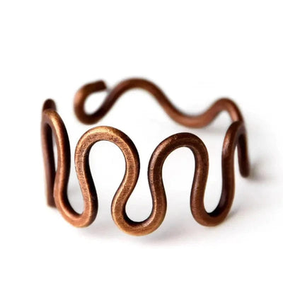 Maricel Long Female's size Vintage Wave Handmade Solid Copper Ring