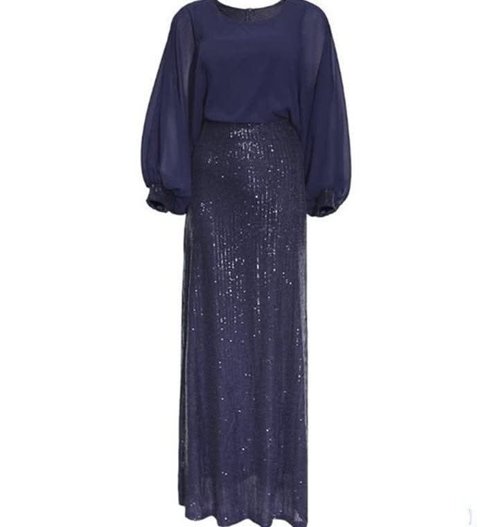 African Women's Beads Chiffon Party Evening Dress Big Size - Maricel Long