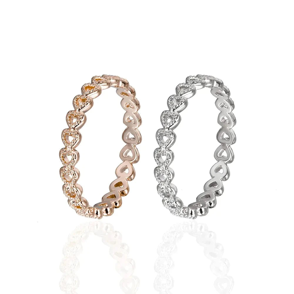 Maricel Long New Copper-Plated Platinum Heart Interlocking Ring