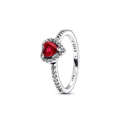 Maricel Long PJZ-003 / 7 White Copper Plated 925 Silver Red Heart Ring