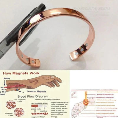 Maricel Long Rose Gold Magnetic Therapy Copper Bracelet