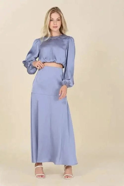 Dressed up satin two - piece mermaid dress set - Maricel Long