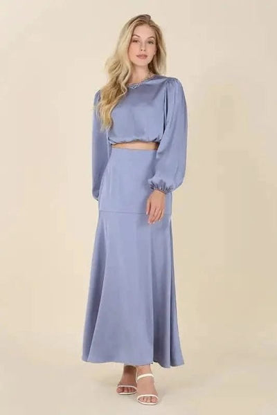 Dressed up satin two - piece mermaid dress set - Maricel Long