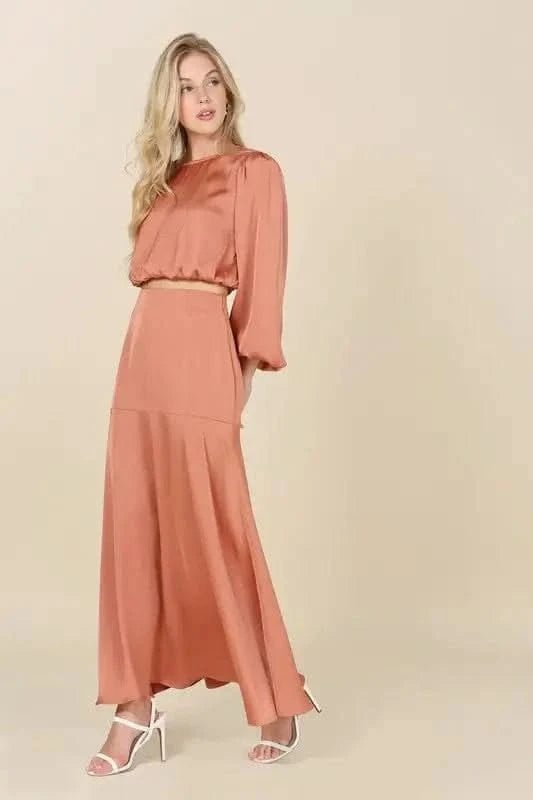 Dressed up satin two - piece mermaid dress set - Maricel Long
