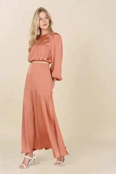 Dressed up satin two - piece mermaid dress set - Maricel Long