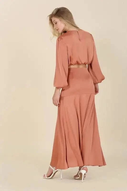 Dressed up satin two - piece mermaid dress set - Maricel Long