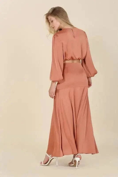 Dressed up satin two - piece mermaid dress set - Maricel Long