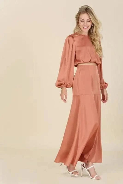 Dressed up satin two - piece mermaid dress set - Maricel Long