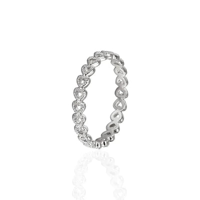 Maricel Long Silver / 1 New Copper-Plated Platinum Heart Interlocking Ring