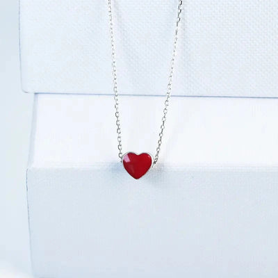 Maricel Long Silver S925 Silver Color-Changing Heart Pendant Necklace