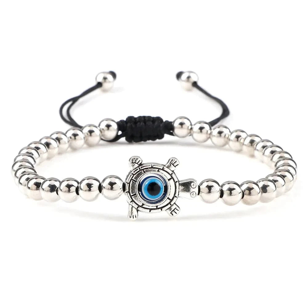 Maricel Long Turtle / Silver Copper Bead Simple Fashion 5mm Copper Bead Bracelet