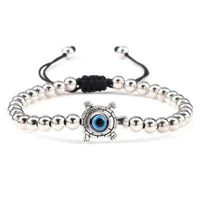 Maricel Long Turtle / Silver Copper Bead Simple Fashion 5mm Copper Bead Bracelet
