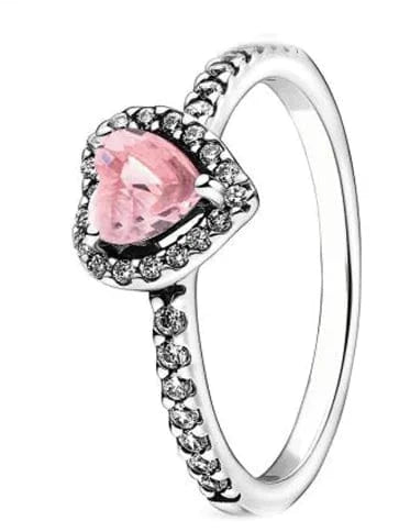 Maricel Long White Copper Plated 925 Silver Red Heart Ring