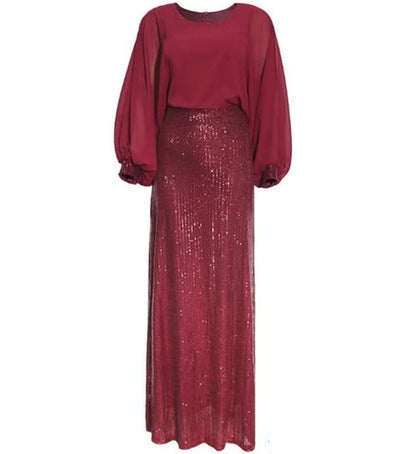 African Women's Beads Chiffon Party Evening Dress Big Size - Maricel Long