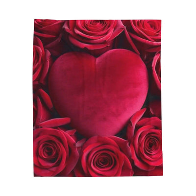 Plush Blanket Heart and Roses Design - Maricel Long