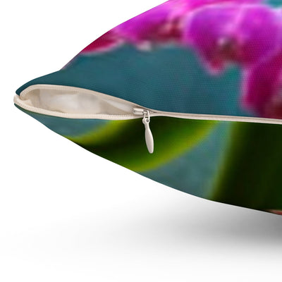 Vibrant Orchid Square Pillow – Floral Decor for Home & Office - Maricel Long