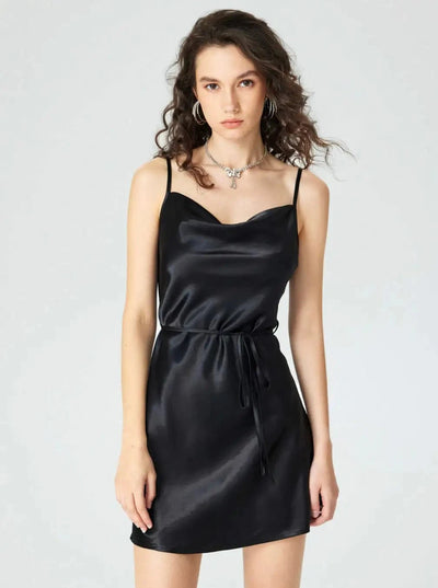 Maricel Long Dress Black / Small Satin Cami Dress